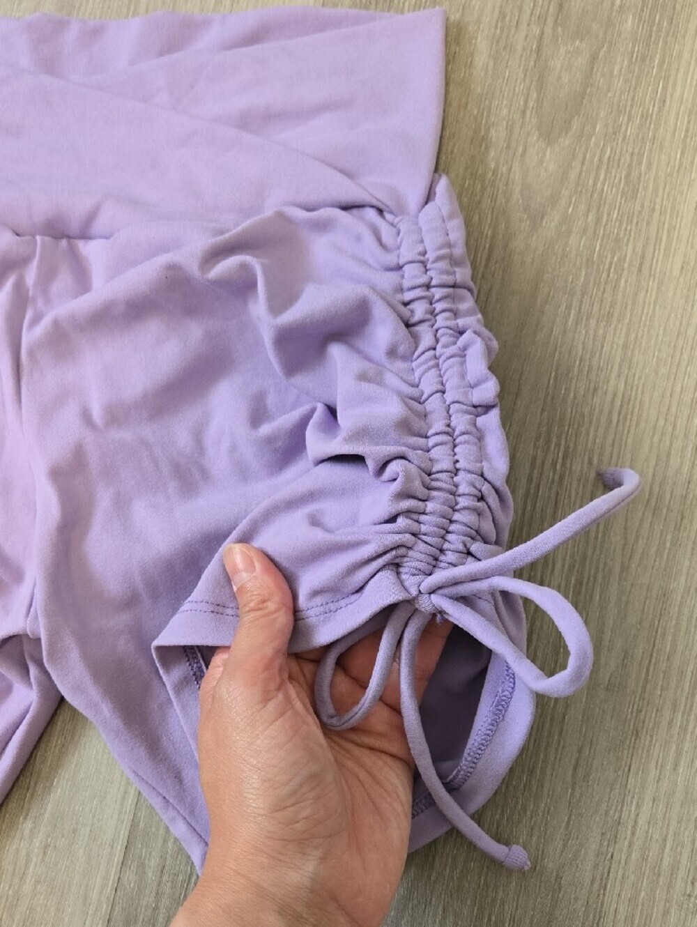 Lilac One-Shoulder Sports Bra & High-Waist Drawstring Shorts Set - Picture 3 of 7